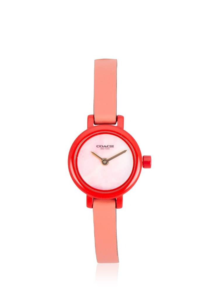 14503991 Gracie Slim Leather Watch Coral
