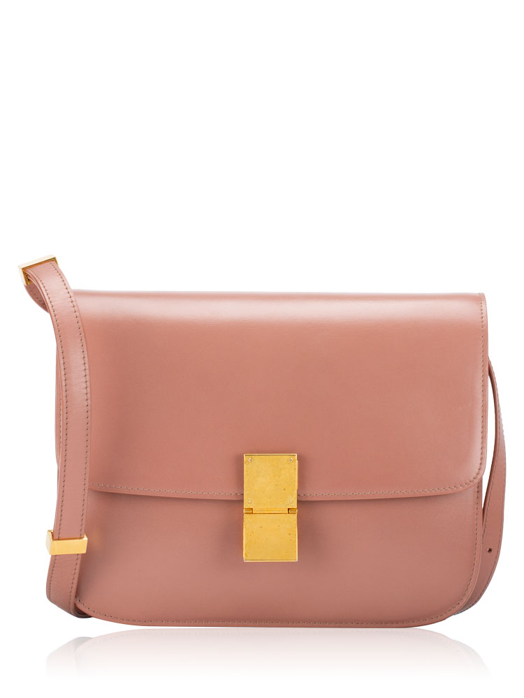 Box Calfskin Classic Box Medium Flap Bag Antique Rose