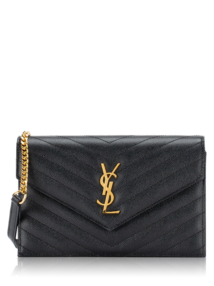 Grain De Poudre Matelasse Monogram 19cm Chain Wallet Black