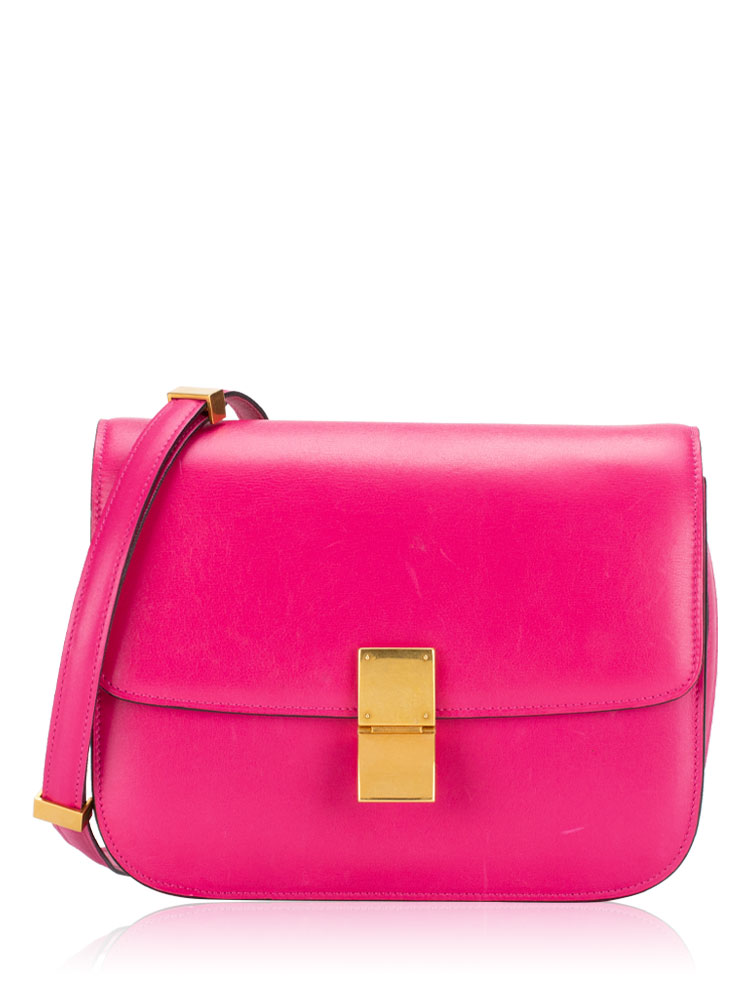 Calfskin Classic Box Medium Flap Bag Fuchsia