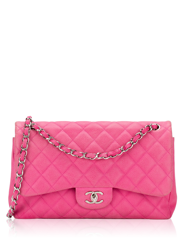Iridescent Caviar Classic Jumbo Double Flap Bag Pink