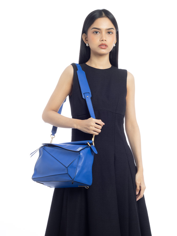 Calfskin Medium Puzzle Bag Blue