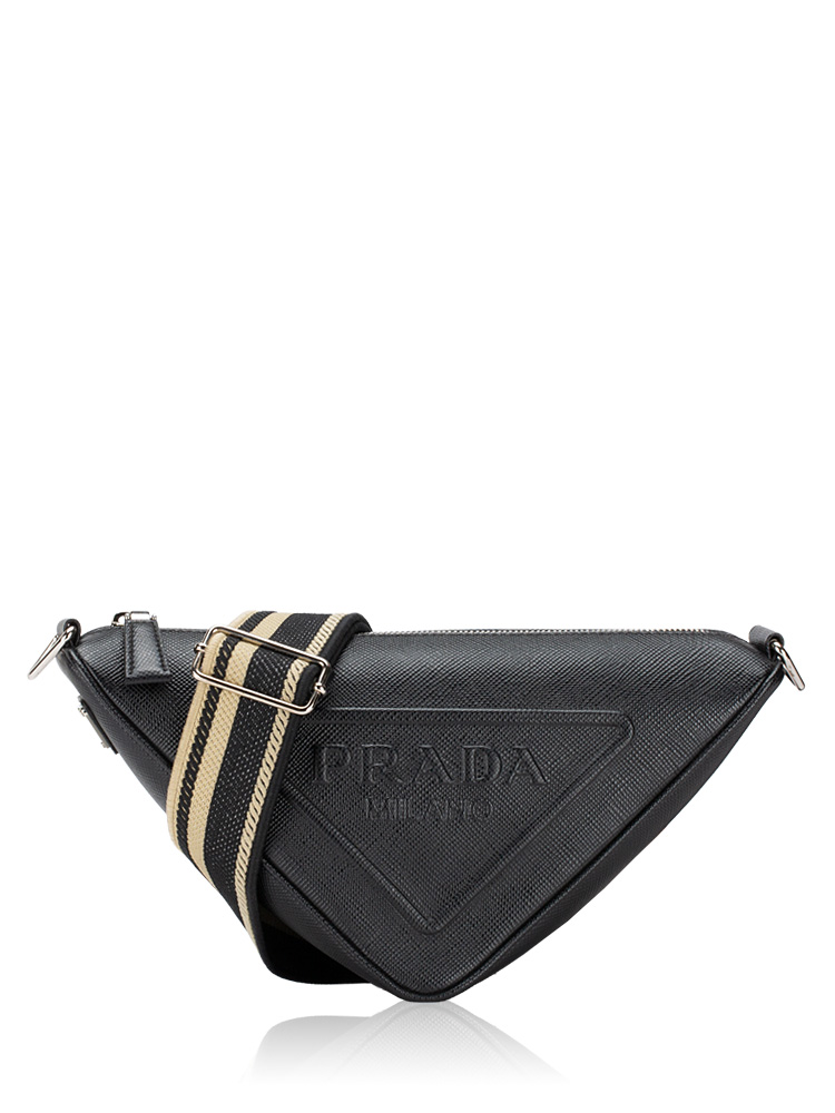 2VH155 Saffiano Triangle Shoulder Bag Nero