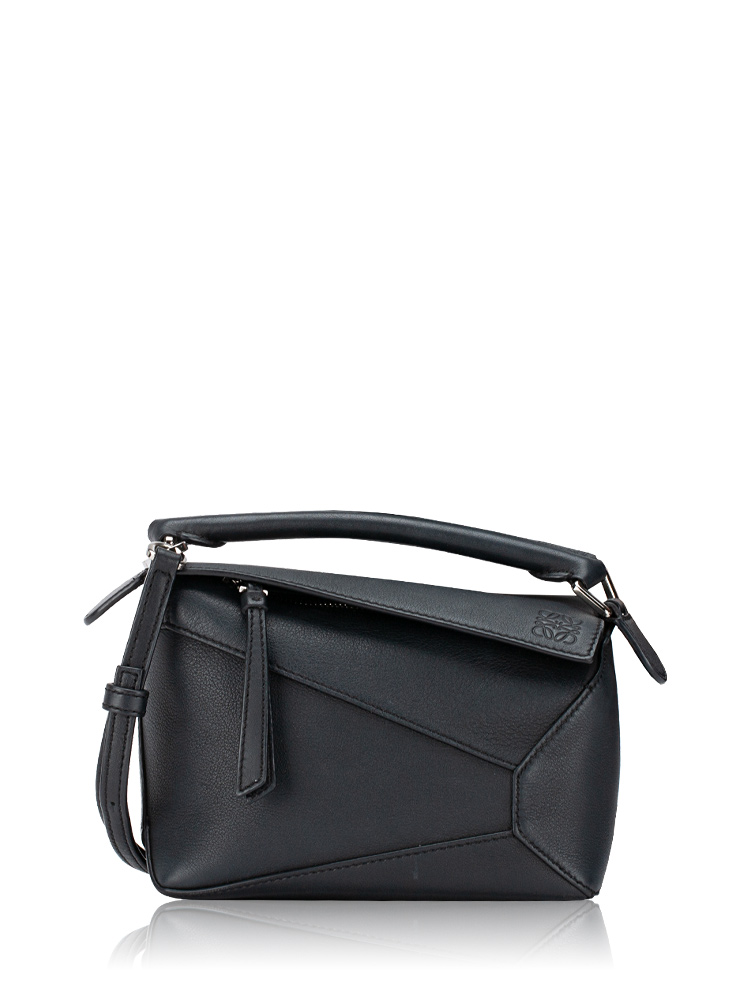 Calfskin Mini Puzzle Edge Bag Black