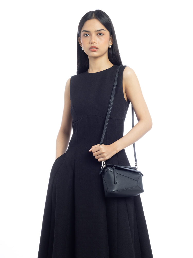 Calfskin Mini Puzzle Edge Bag Black