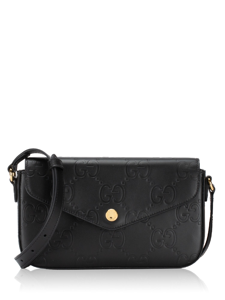 Gilbert Calfskin GG Super Mini Shoulder Bag Black