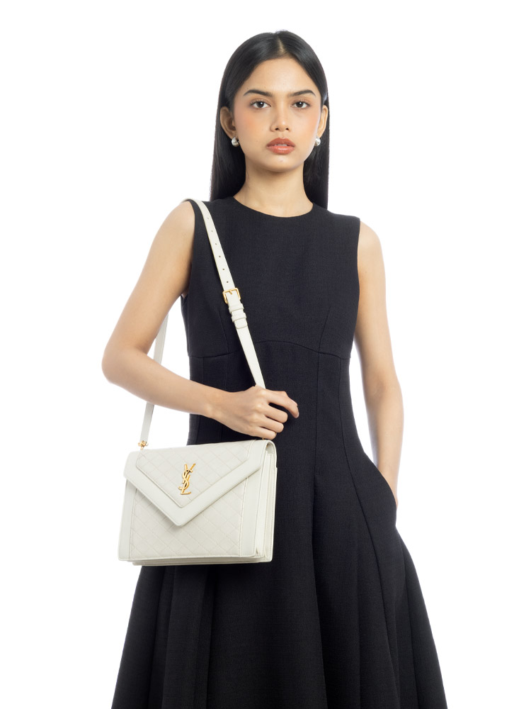 Lambskin Quilted Gaby Mini Shoulder Bag Crema Soft