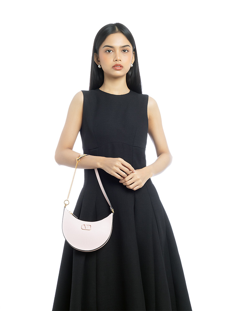 Calfskin Vlogo Mini Hobo Rose Quartz
