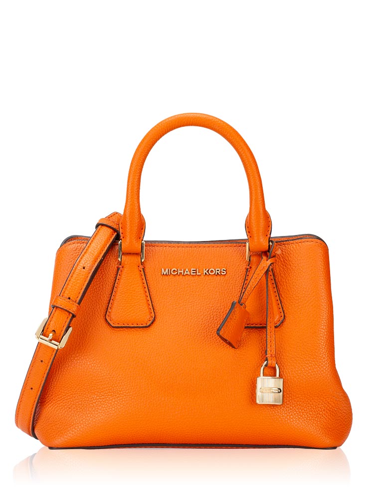 Camille Leather Small Satchel Tangerine