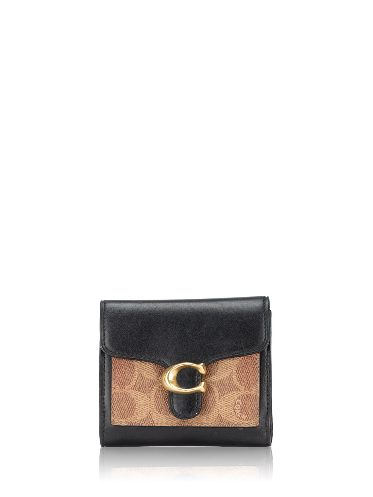 85994 Signature Tabby Colorblock Small Wallet Tan Black