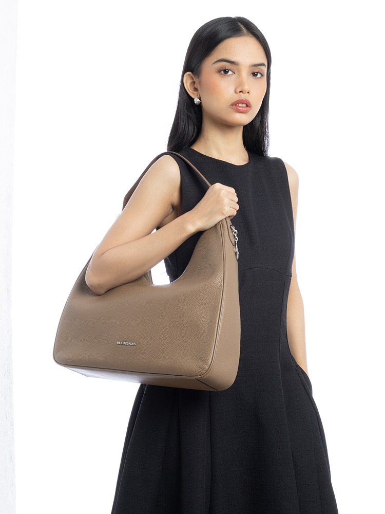 Nayla Pebbled Leather Medium Hobo Driftwood