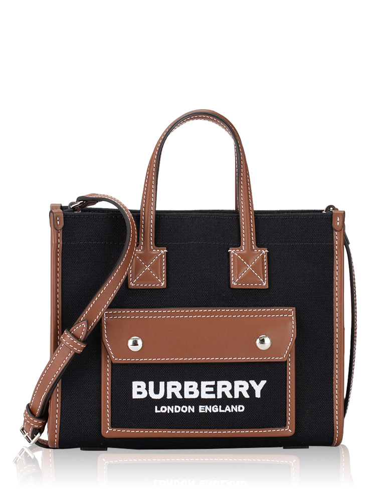 Canvas Two Tone Freya Mini Tote Black Tan