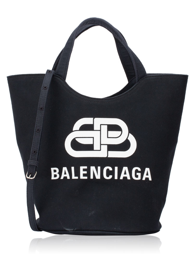 Canvas Wave Medium Tote Black White