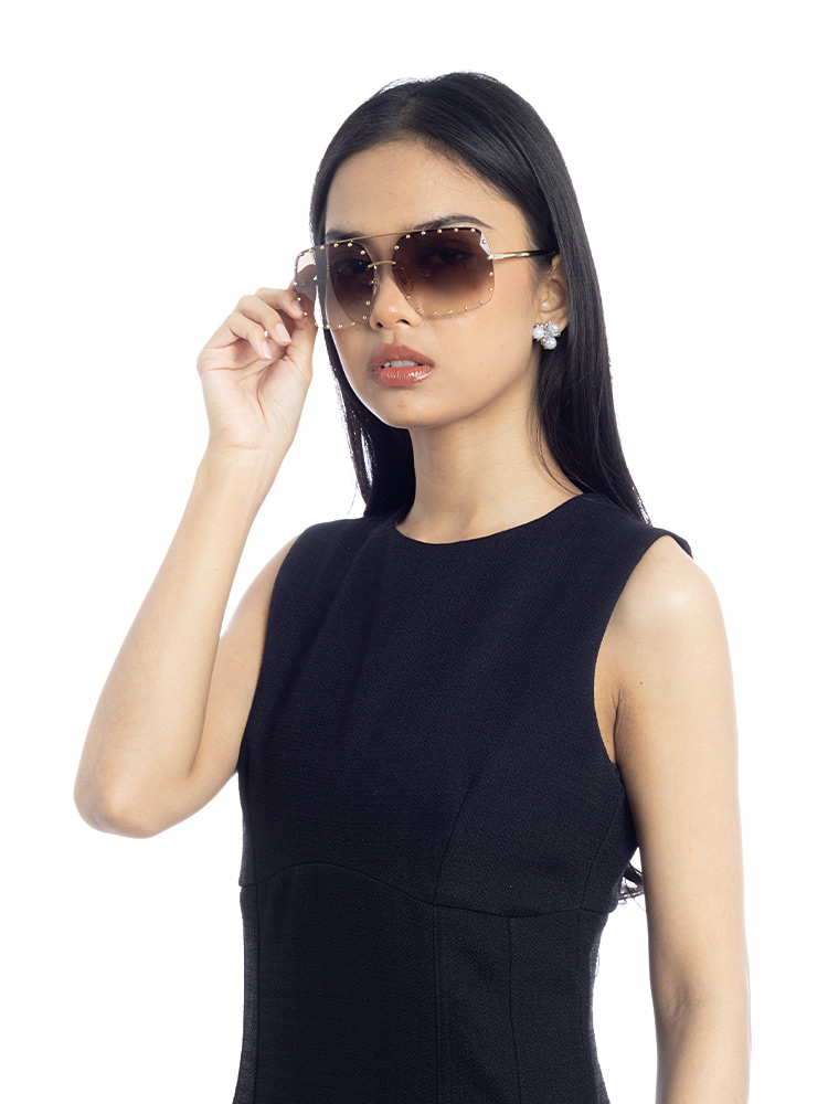 Z2353E The Party Square Sunglasses Brown Gold