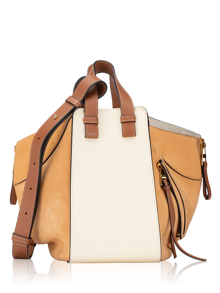 Calfskin Nubuck Hammock Small Shoulder Bag Milk Warm Dessert