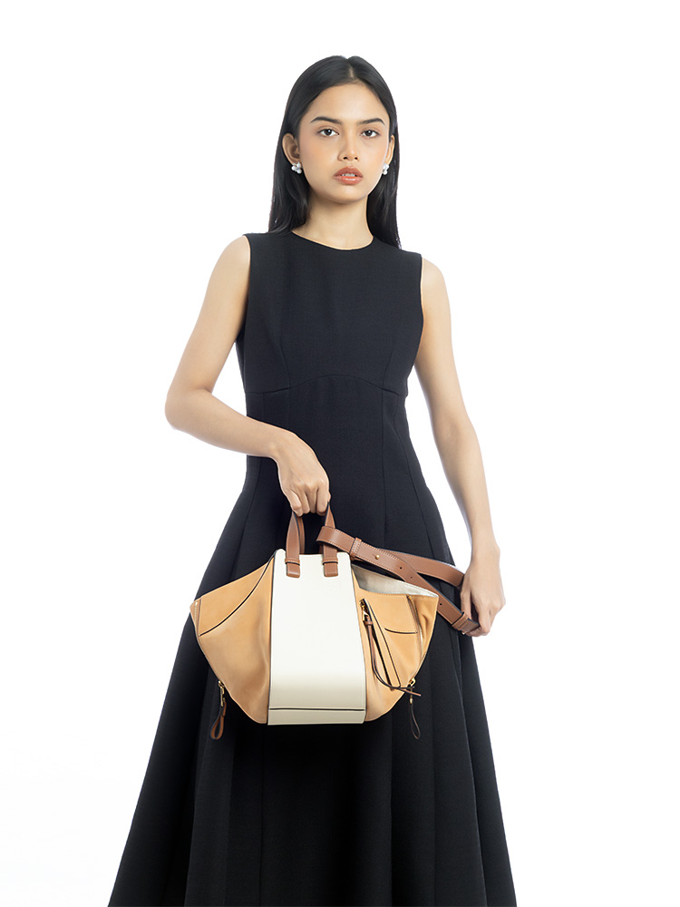 Calfskin Nubuck Hammock Small Shoulder Bag Milk Warm Dessert