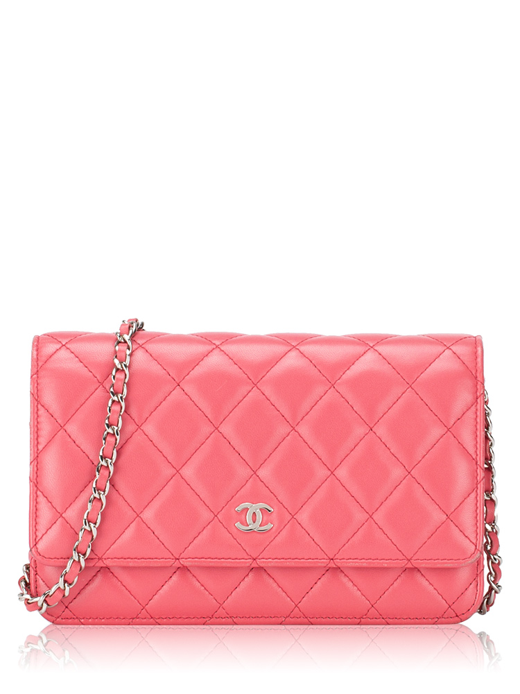 Lambskin Wallet On Chain WOC Pink