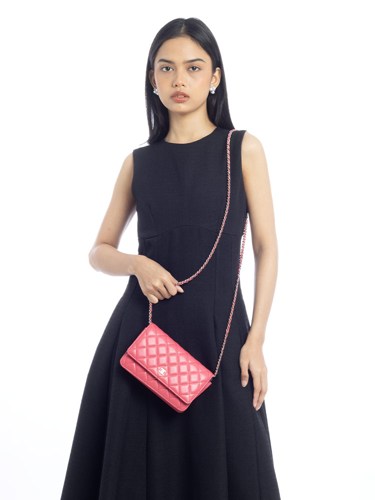 Lambskin Wallet On Chain WOC Pink