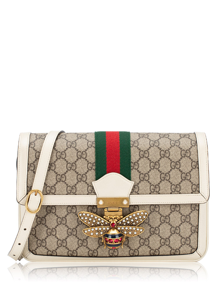 GG Supreme Queen Margaret Medium Shoulder Bag Mystic White