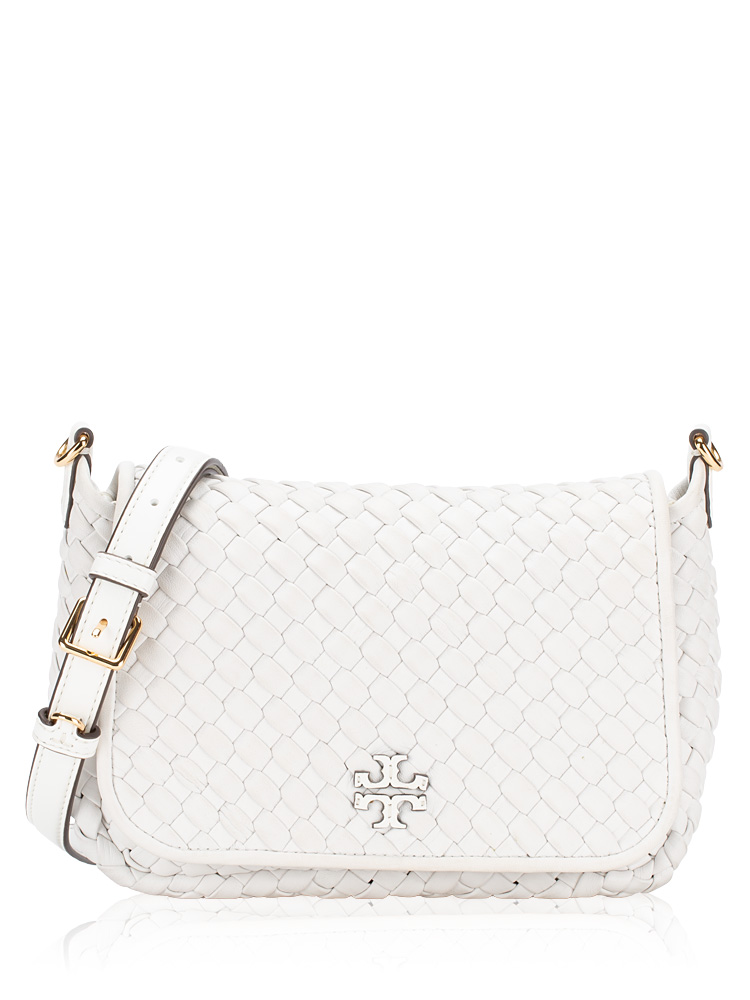 Thea Woven Flap Crossbody White