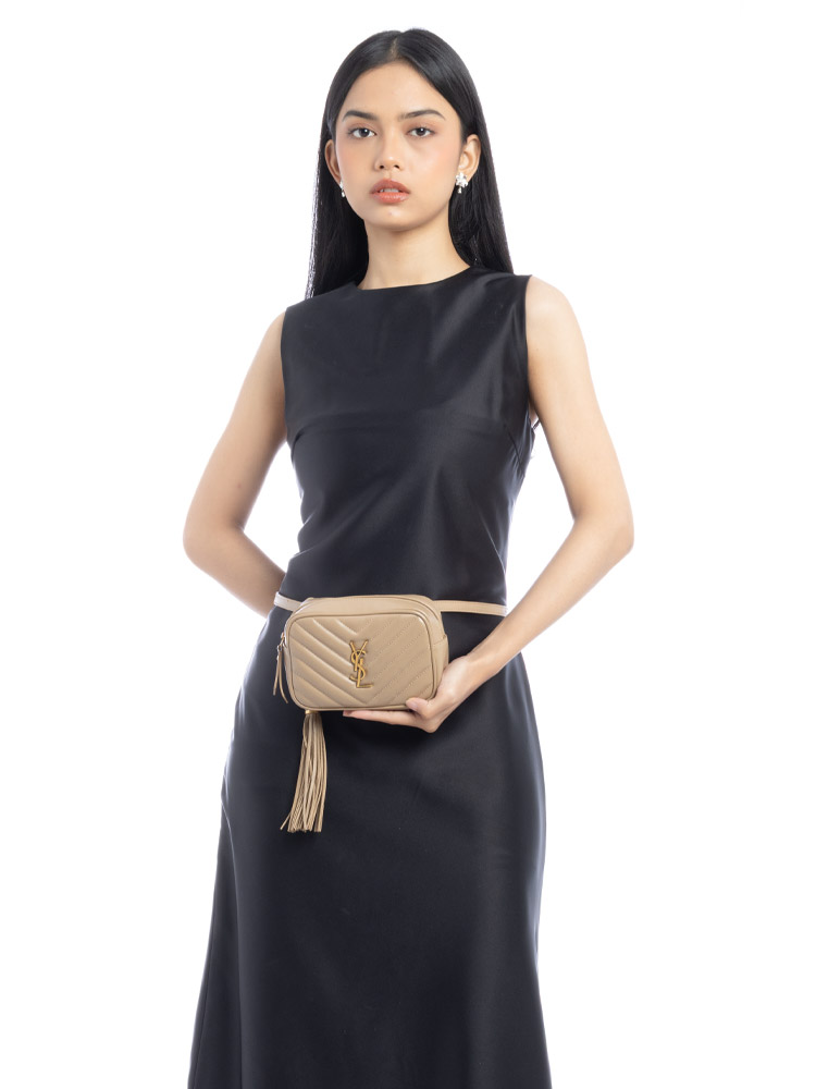Calfskin Matelasse Monogram Lou Belt Bag Dark Latte
