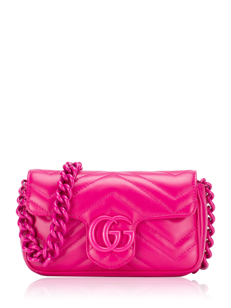 GG Marmont Matelasse Monochrome Convertible Chain Shoulder Bag Fuxia
