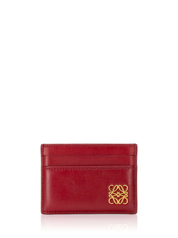 Lambskin Puffer Anagram Card Holder Burnt Red