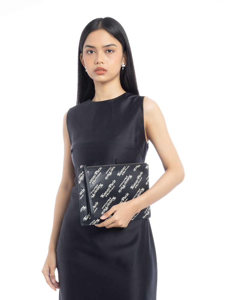 Kenzogram Leather Pouch Black