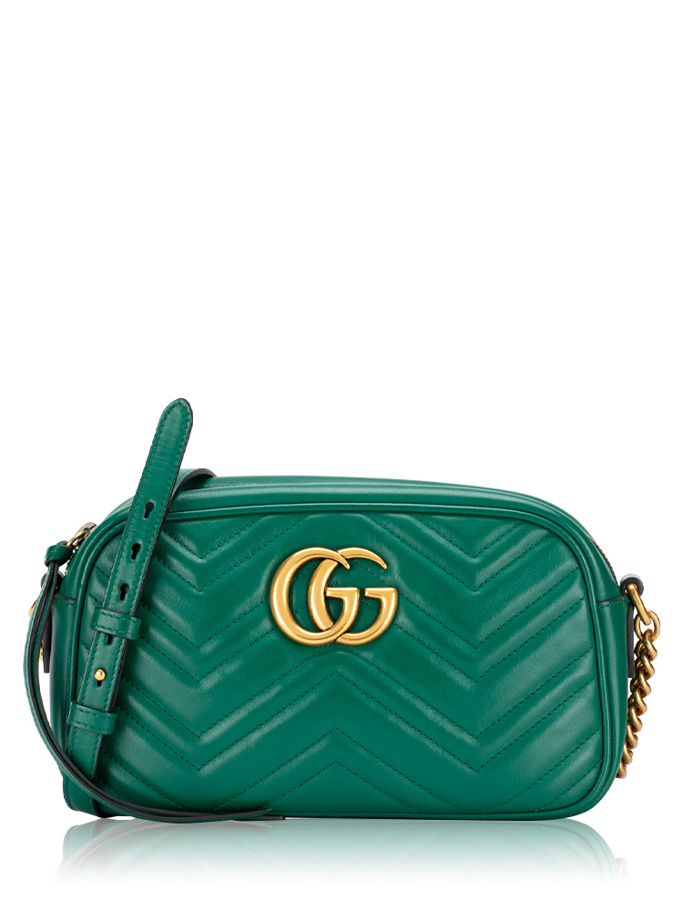 GG Marmont Matelasse Small Camera Bag Emerald