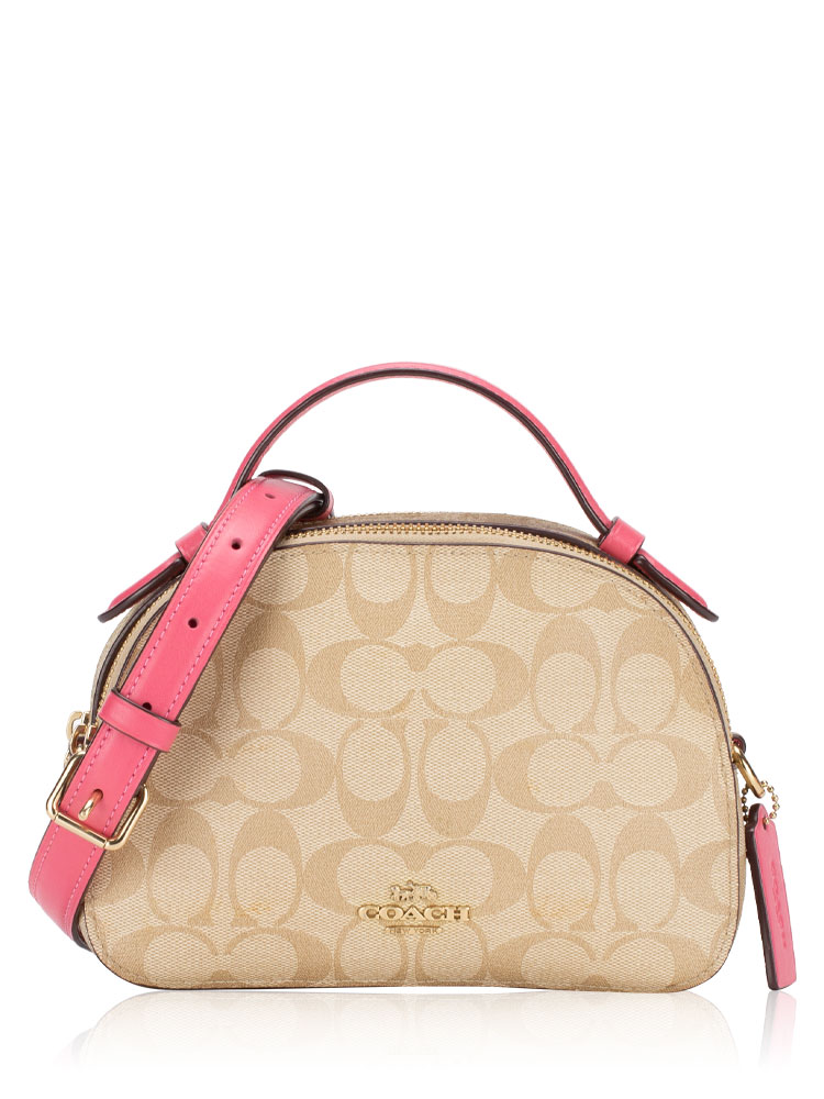 1591 Signature Serena Satchel Light Khaki Confetti Pink 