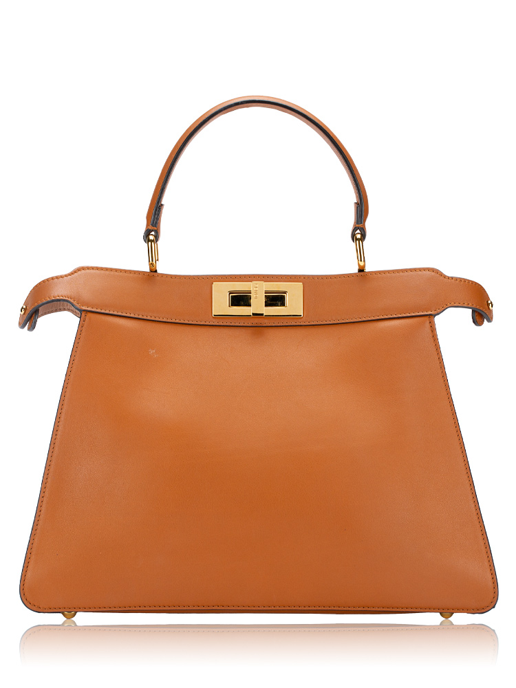 Vitello Seta Shiny Nappa Peekaboo I SEE U Medium Satchel Brandy Light Rose