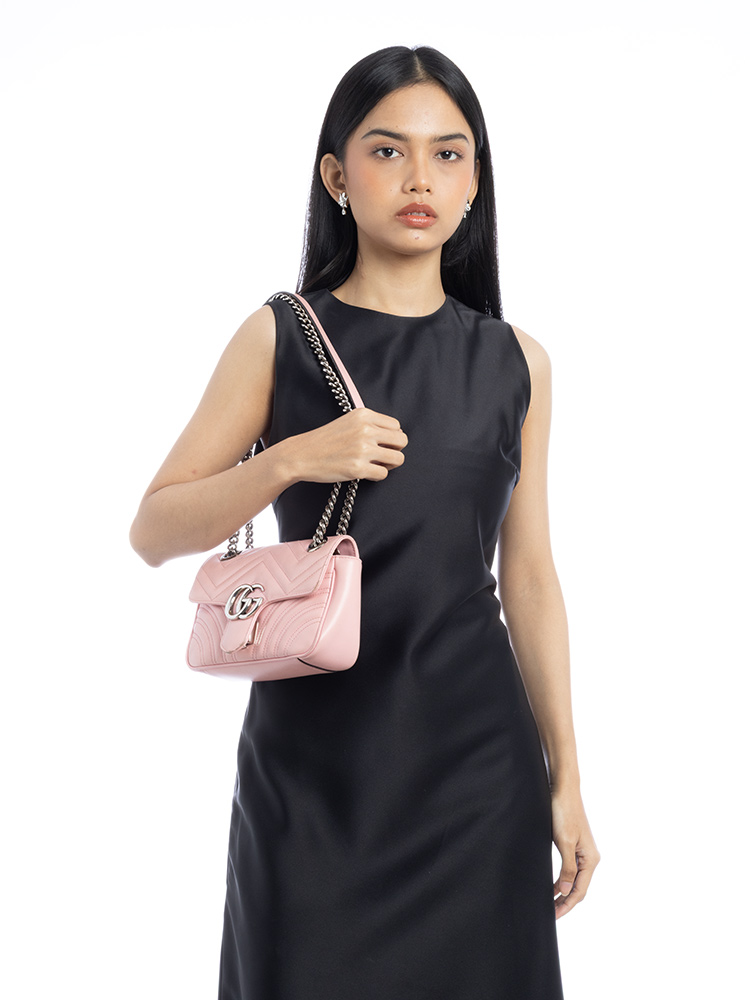 GG Marmont Matelasse Mini Shoulder Bag Wild Rose