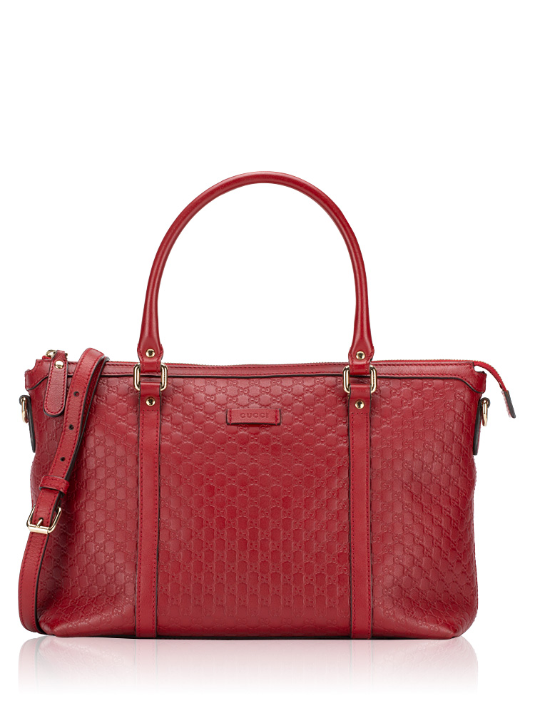 Soft Microguccissima Small Zip Satchel Rosso