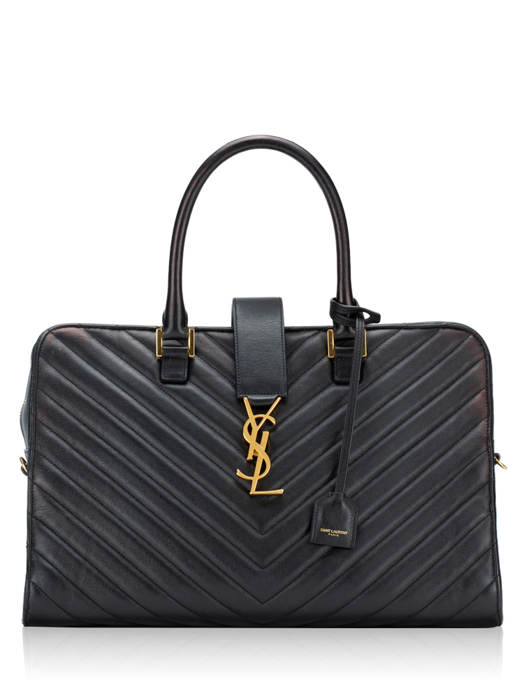 Chevron Matelasse Monogram Medium Cabas Black
