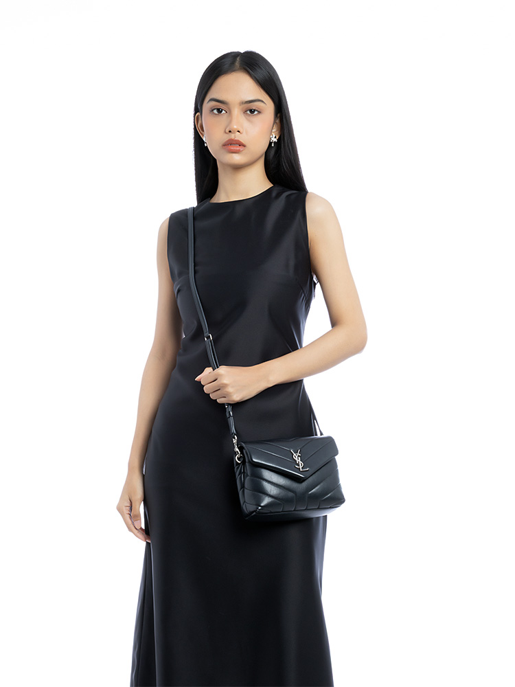 Calfskin Y Quilted Monogram Loulou Toy Crossbody Black