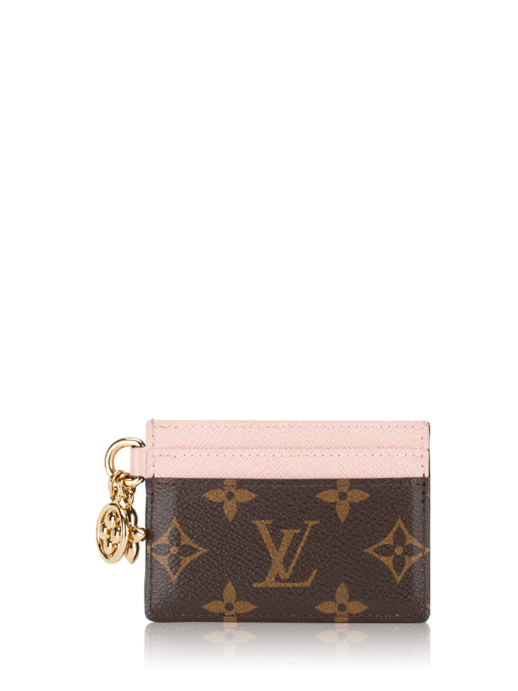 Monogram LV Charms Card Holder Rose Ballerine