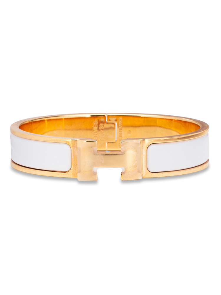 Enamel Narrow Clic Clac H Bracelet PM Blanc