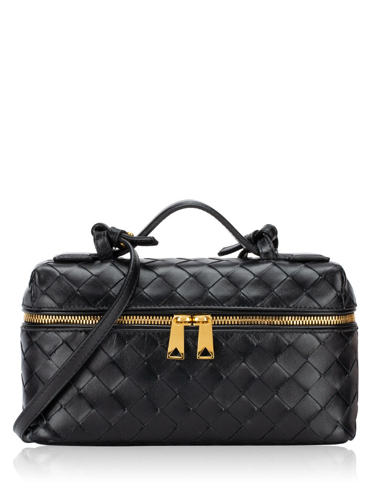 Calfskin Intrecciato Bang Bang Vanity Case Black