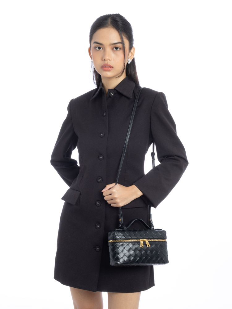 Calfskin Intrecciato Bang Bang Vanity Case Black