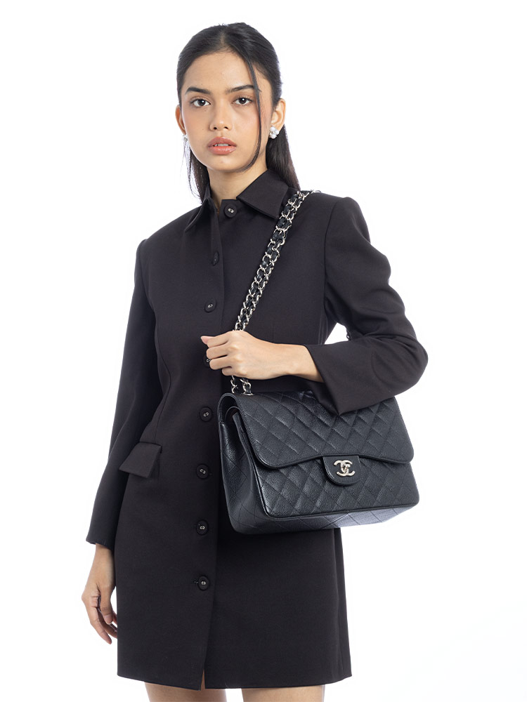 Caviar Classic Jumbo Double Flap Bag Black