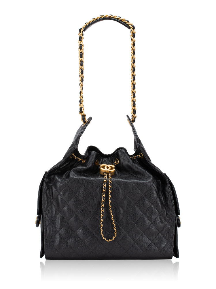 Caviar Chanel 25 Medium Handbag Black