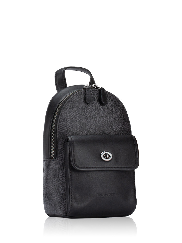 Men CAJ29 Signature Small Turnlock Sling Pack Charcoal Black