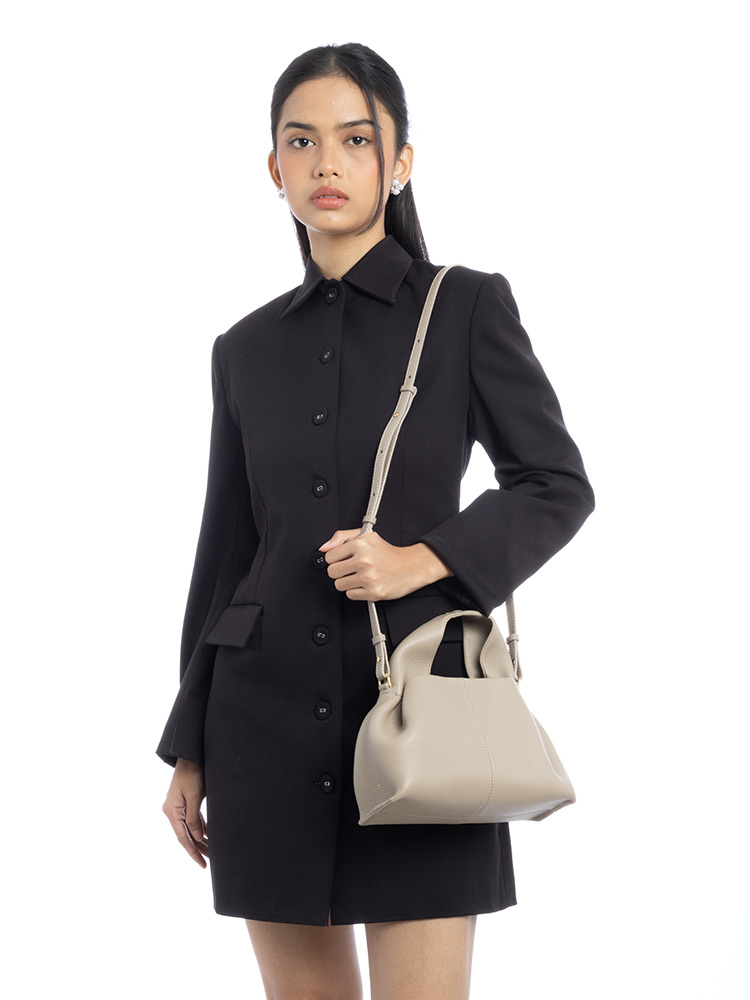 Textured Calfskin Numero Neuf Mini Taupe