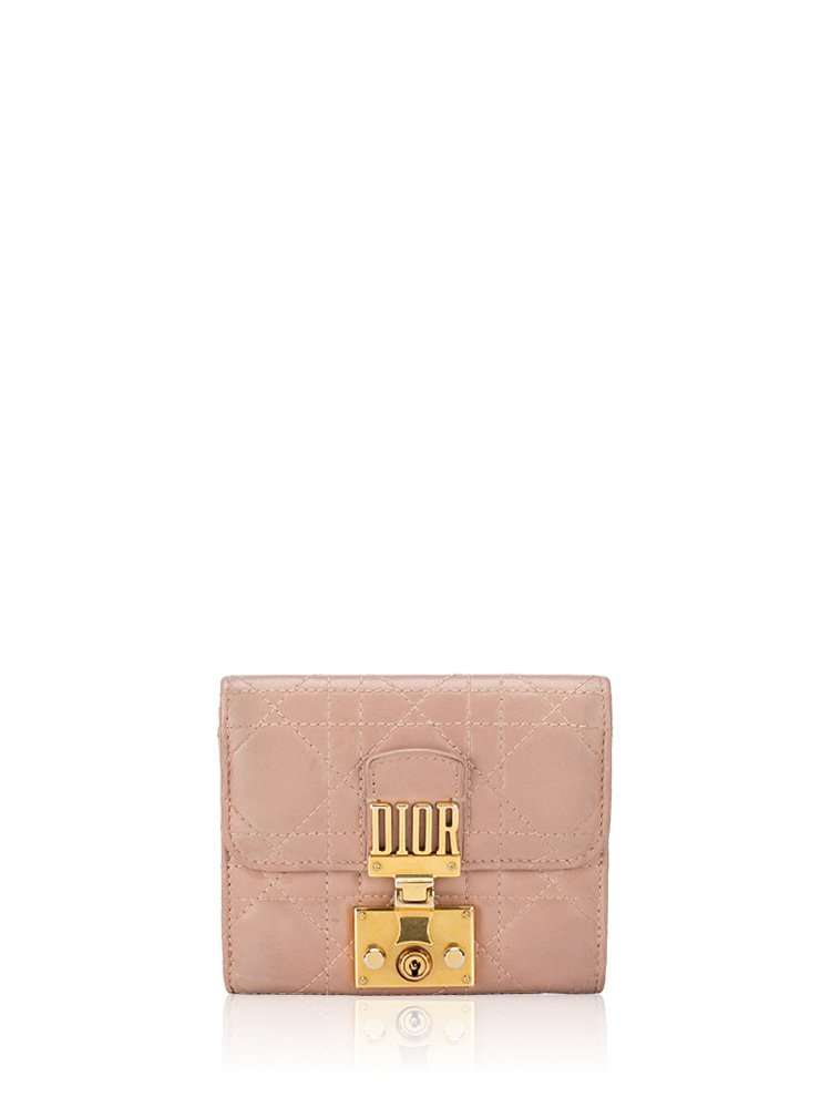 Lambskin Cannage Dioraddict Flap Wallet Rose Poudre