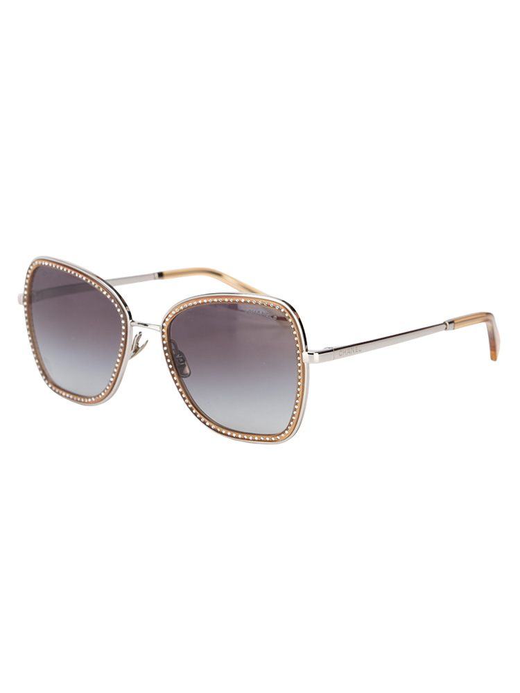 4277-B Square Crystals Sunglasses Gradient Brown