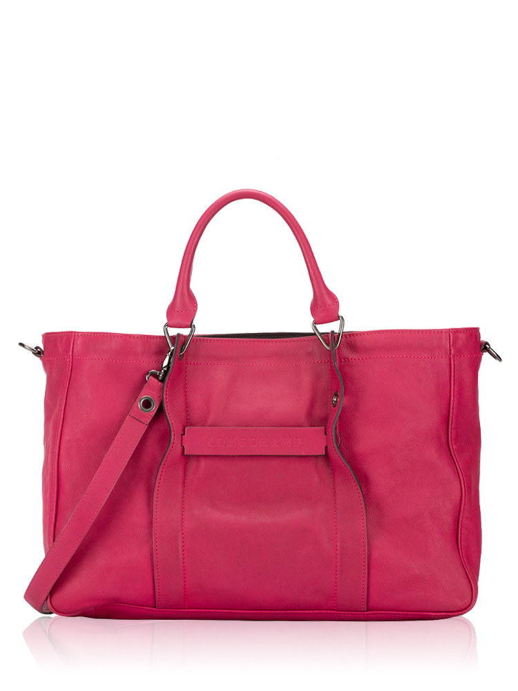 3D Leather Medium Tote Fuchsia