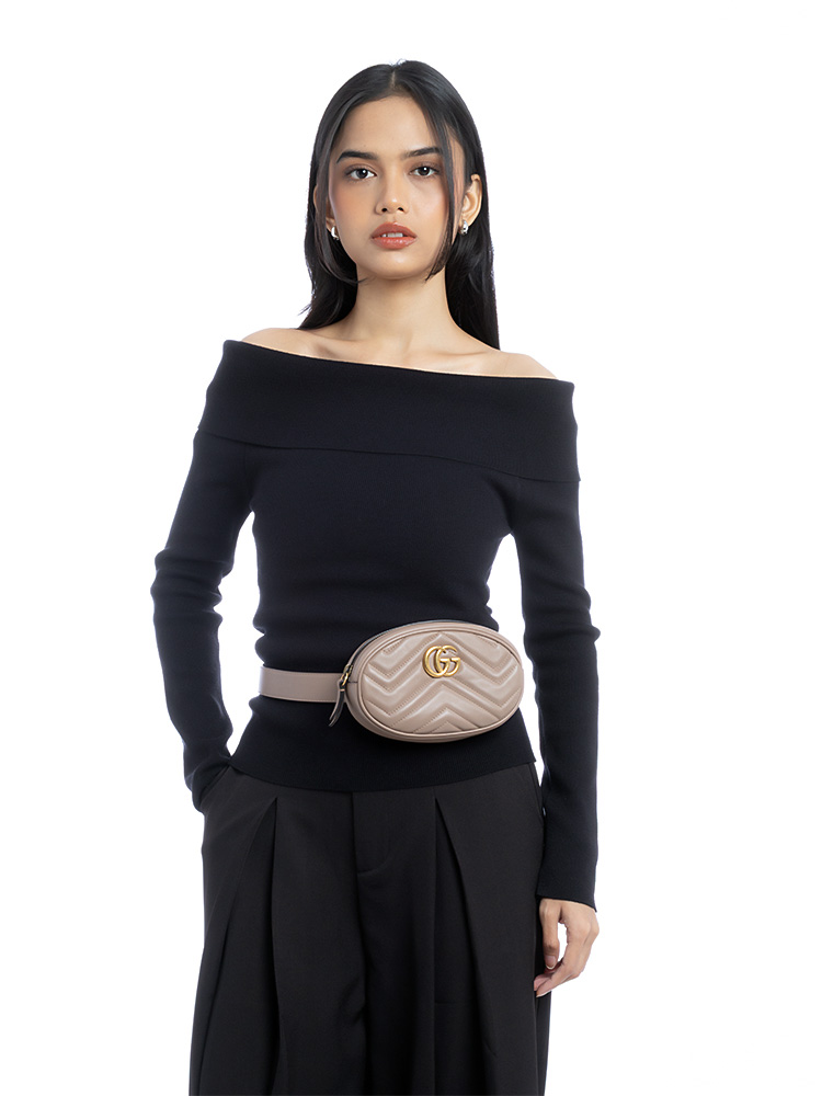 GG Marmont Matelasse Belt Bag Porcelain Rose Sz 85