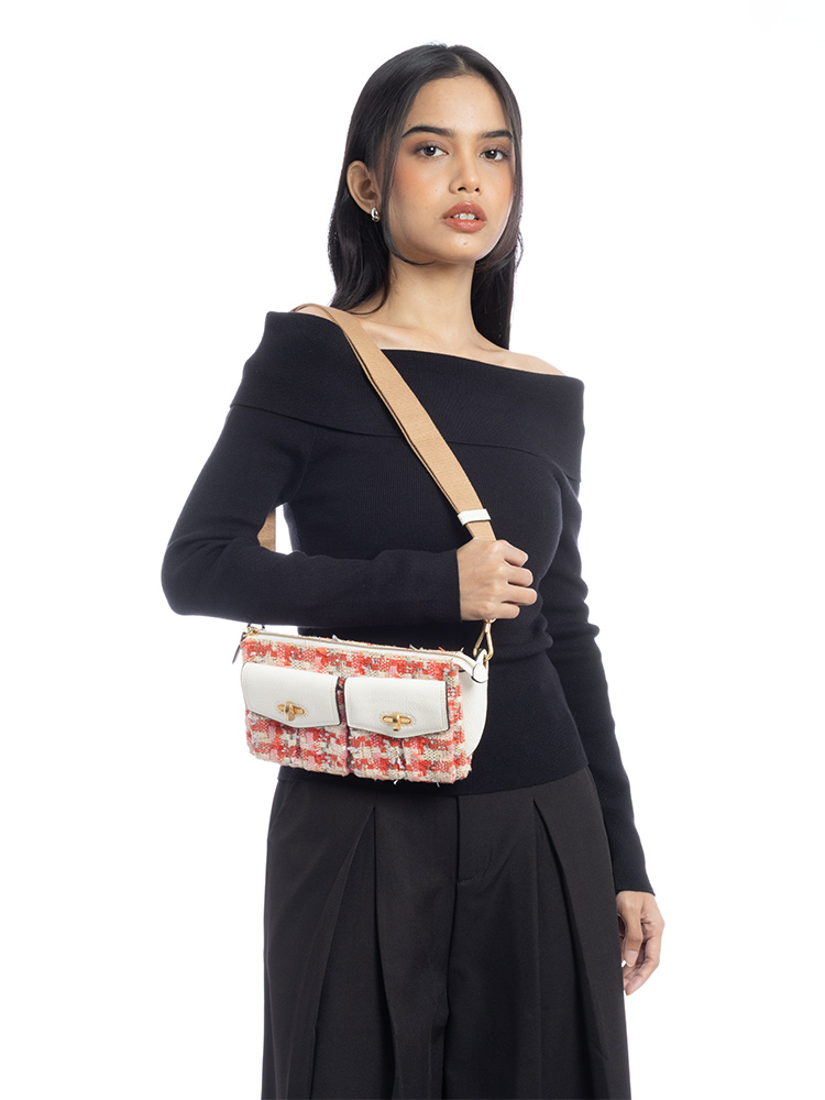 Cargo Tweed Medium Sling Bag Pink Multi
