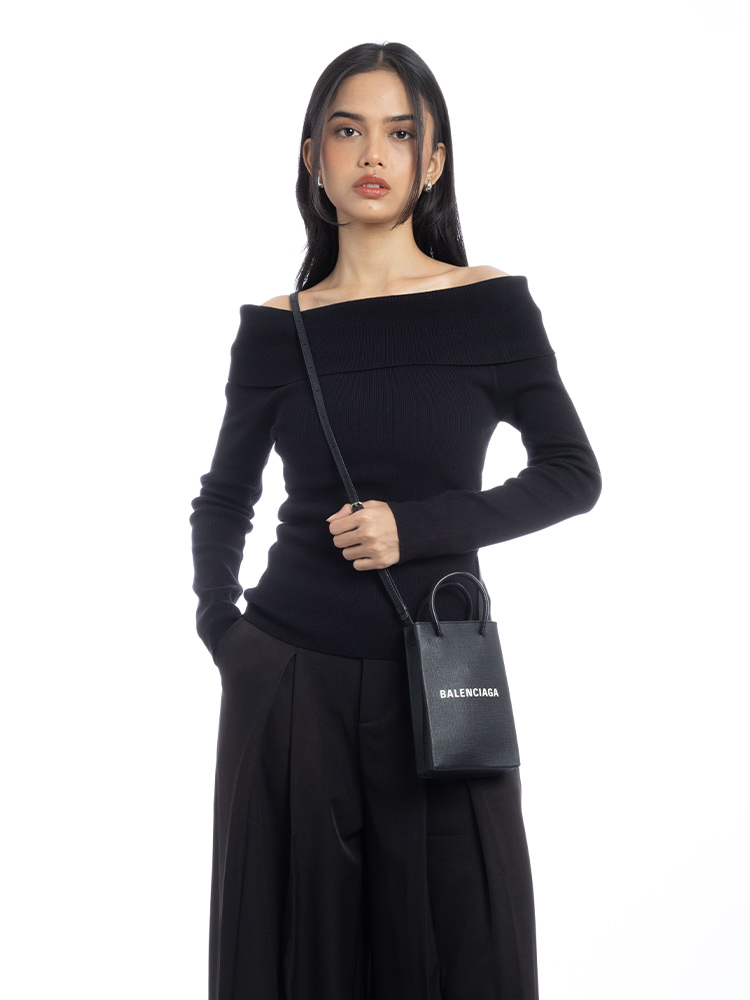 Calfskin Everyday Phone Crossbody Black