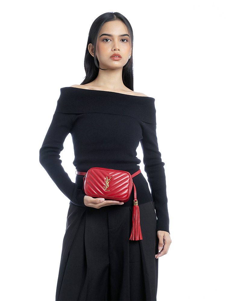 Calfskin Matelasse Monogram Lou Belt Bag Red